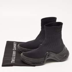 Pre Owned Louis Vuitton Black Knit Fabric LV Archlight High Top Sneakers Size 37