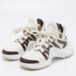Louis Vuitton White/Brown Mesh and Monogram Canvas Archlight Sneakers Size 36.5