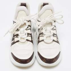Louis Vuitton White/Brown Mesh and Monogram Canvas Archlight Sneakers Size 36.5