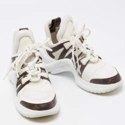 Louis Vuitton White/Brown Mesh and Monogram Canvas Archlight Sneakers Size 36.5