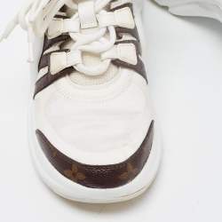 Louis Vuitton White/Brown Mesh and Monogram Canvas Archlight Sneakers Size 36.5