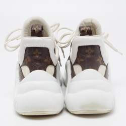 Louis Vuitton White/Brown Mesh and Monogram Canvas Archlight Sneakers Size 36.5