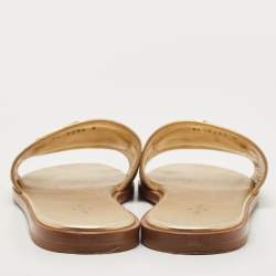 Louis Vuitton Gold Foil Leather Flat Slides Size 38.5