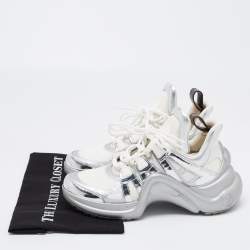 Louis Vuitton White/Silver Mesh and Leather Archlight Sneakers Size 40