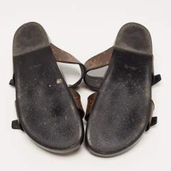 Louis Vuitton Brown Monogram Coated Canvas Bom Dia Flat Slides Size 39