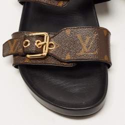 Louis Vuitton Brown Monogram Coated Canvas Bom Dia Flat Slides Size 39
