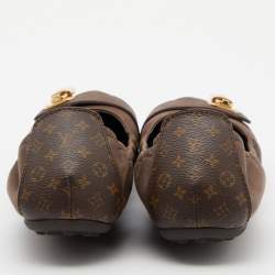 Pre Owned Louis Vuitton Brown Monogram Canvas and Shimmer Leather Lucky Ballet Flats Size 40
