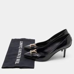 مملوكة مسبقًا Louis Vuitton Black Leather Logo Pointed Toe Pumps Size 38