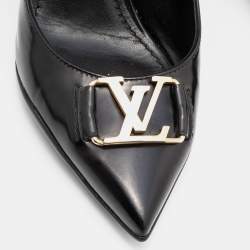 مملوكة مسبقًا Louis Vuitton Black Leather Logo Pointed Toe Pumps Size 38