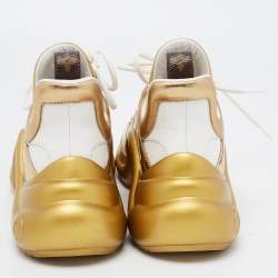 مملوكة مسبقًا Louis Vuitton White/Gold Nylon and Foil Leather Arclight Low Top Sneakers Size 39