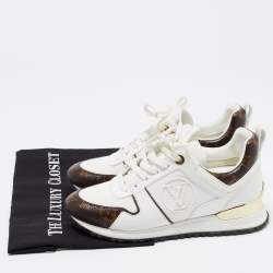Louis Vuitton White Mesh, Leather and Monogram Canvas Run Away Sneakers Size 36