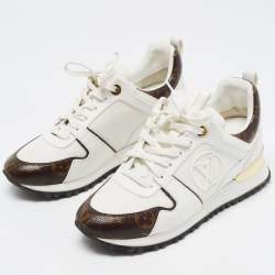 Louis Vuitton White Mesh, Leather and Monogram Canvas Run Away Sneakers Size 36