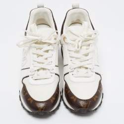 Louis Vuitton White Mesh, Leather and Monogram Canvas Run Away Sneakers Size 36