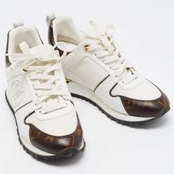 Louis Vuitton White Mesh, Leather and Monogram Canvas Run Away Sneakers Size 36