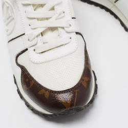 Louis Vuitton White Mesh, Leather and Monogram Canvas Run Away Sneakers Size 36
