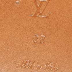 Louis Vuitton Beige Canvas Logo Flat Slides Size 38