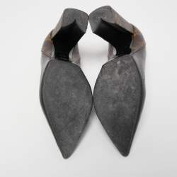 Pre Owned Louis Vuitton Black/Brown Leather and Monogram Canvas Matchmaker Pumps Size 37.5