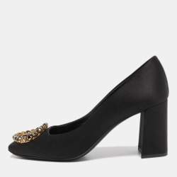 Louis Vuitton Black Satin Madeleine Slide Mule Sandals Size 37.5