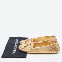 مملوكة مسبقًا Louis Vuitton Gold Leather Close Up Loafers Size 39