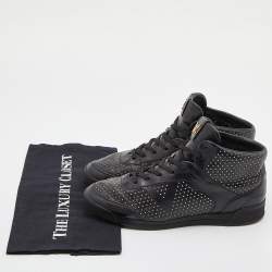 Louis Vuitton Black Leather Studded Lace Up Sneakers Size 37.5