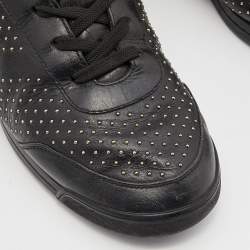 Louis Vuitton Black Leather Studded Lace Up Sneakers Size 37.5
