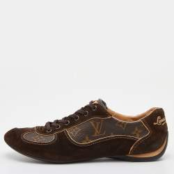 Louis Vuitton Brown Monogram Canvas and Suede Energie Low Top Sneakers Size 38.5