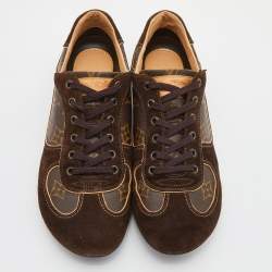 Louis Vuitton Brown Monogram Canvas and Suede Energie Low Top Sneakers Size 38.5