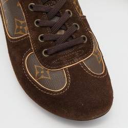 Louis Vuitton Brown Monogram Canvas and Suede Energie Low Top Sneakers Size 38.5