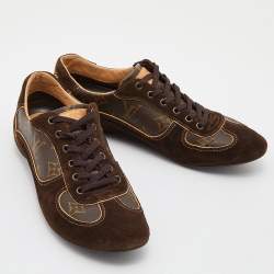 Louis Vuitton Brown Monogram Canvas and Suede Energie Low Top Sneakers Size 38.5
