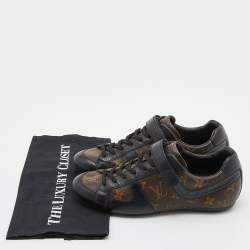 Louis Vuitton Brown/Black Monogram Canvas and Leather Lace Up Sneakers Size 39