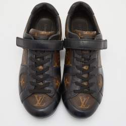 Louis Vuitton Brown/Black Monogram Canvas and Leather Lace Up Sneakers Size 39