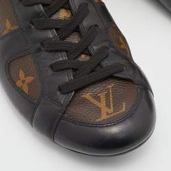 Louis Vuitton Brown/Black Monogram Canvas and Leather Lace Up Sneakers Size 39