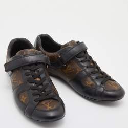 Louis Vuitton Brown/Black Monogram Canvas and Leather Lace Up Sneakers Size 39