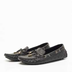 Pre Owned Louis Vuitton Black Embossed Leather Gloria Loafers Size 36