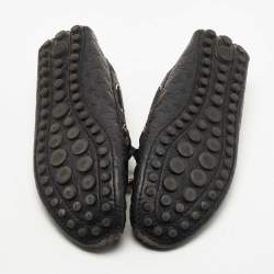 Pre Owned Louis Vuitton Black Embossed Leather Gloria Loafers Size 36
