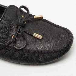 Pre Owned Louis Vuitton Black Embossed Leather Gloria Loafers Size 36