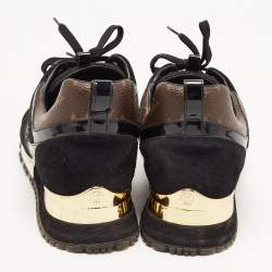 Louis Vuitton Black Leather and Monogram Canvas Run Away Low Top Sneakers Size 41