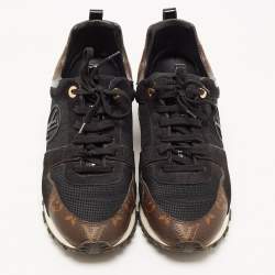 Louis Vuitton Black Leather and Monogram Canvas Run Away Low Top Sneakers Size 41