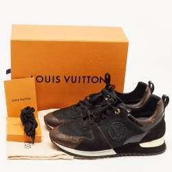 Louis Vuitton Black Leather and Monogram Canvas Run Away Low Top Sneakers Size 41