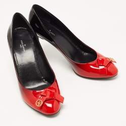 مملوكة مسبقًا Louis Vuitton Ombre Red Patent Leather Fiance Bow Pumps Size 39