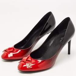 مملوكة مسبقًا Louis Vuitton Ombre Red Patent Leather Fiance Bow Pumps Size 39