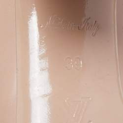 Pre Owned Louis Vuitton Beige Leather and Patent Madeleine Block Heel Pumps Size 39