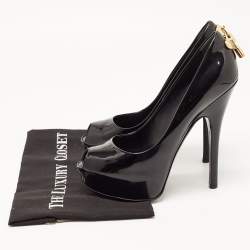 Pre Owned Louis Vuitton Black Patent Leather Lock It Pumps Size 38.5