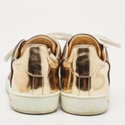 Louis Vuitton Gold Coated Canvas and Patent Leather Frontrow Sneakers Size 37