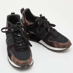 Louis Vuitton Black/Brown Monogram Canvas, Suede and Mesh Run Away Low Top Sneakers Size 39