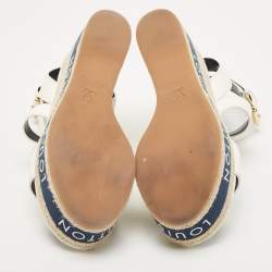 Louis Vuitton White Leather Wedge Ankle Sandals Size 41