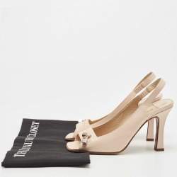 Pre Owned Louis Vuitton Beige Leather Slingback Peep Toe Pumps Size 36   