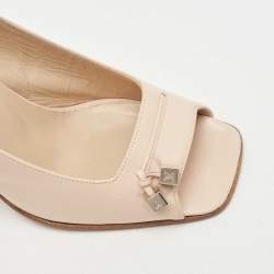 Pre Owned Louis Vuitton Beige Leather Slingback Peep Toe Pumps Size 36   