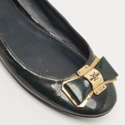 Louis Vuitton Dark Green Patent Leather Ballet Flats Size 38.5