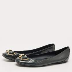 Louis Vuitton Dark Green Patent Leather Ballet Flats Size 38.5